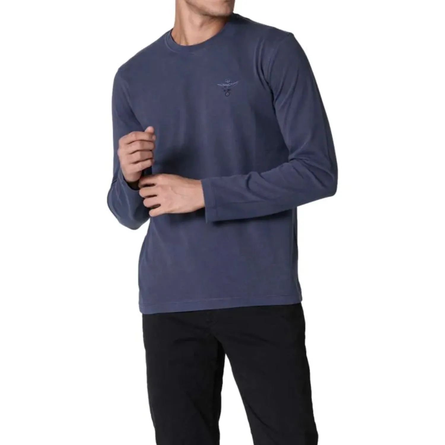 Aeronautica Militare Men's Cotton Jersey Blue Long Sleeve T-shirt