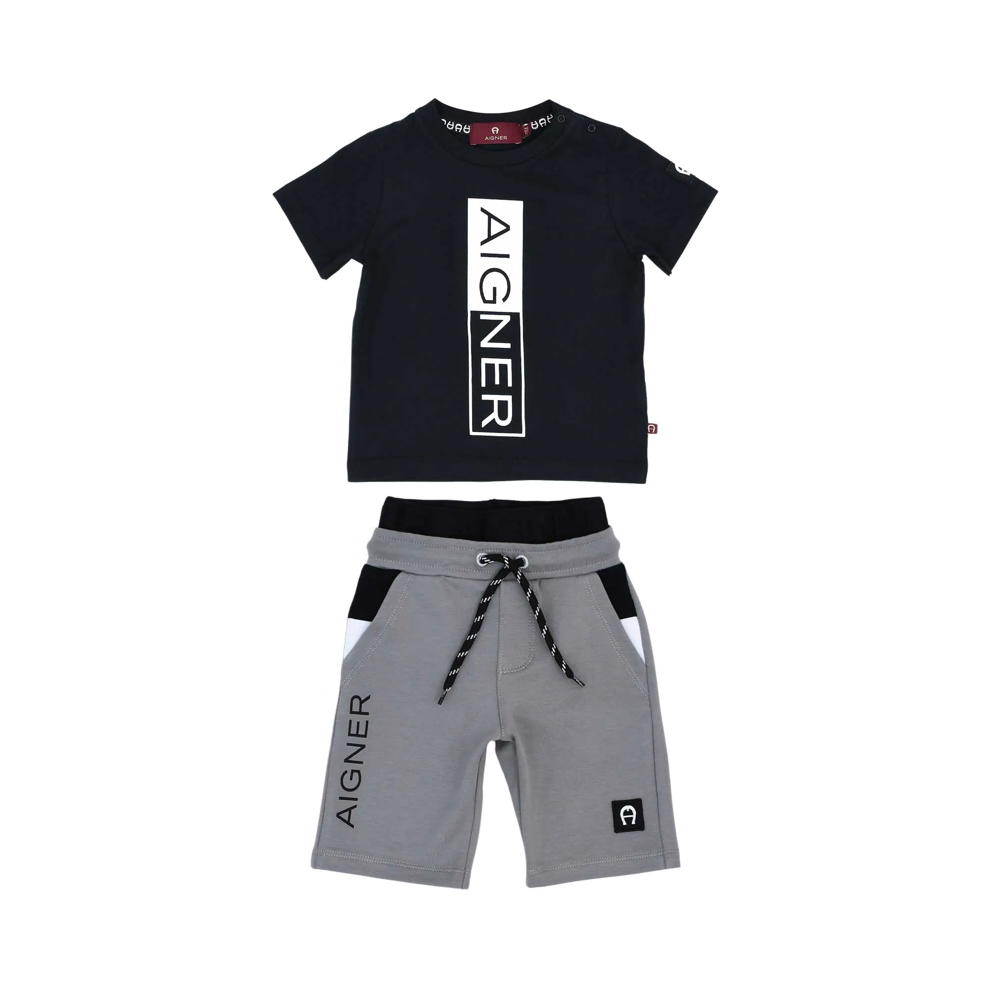 Aigner Kids Baby Boy's Black & Grey Set of T-Shirt & Bermuda
