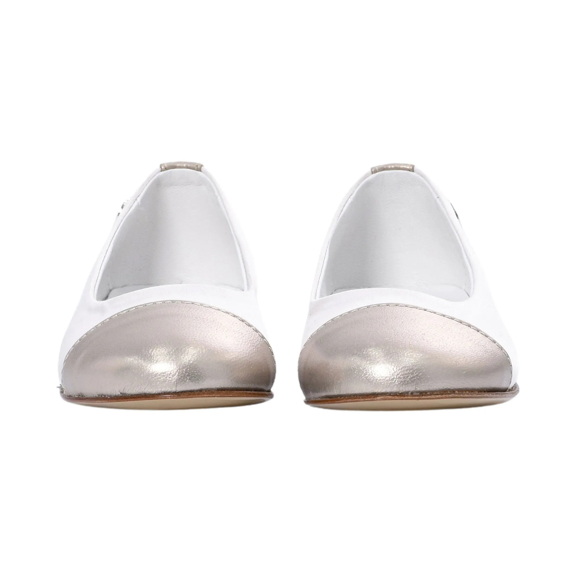 Elie Saab Kids Girl's White & Gold Ballerina