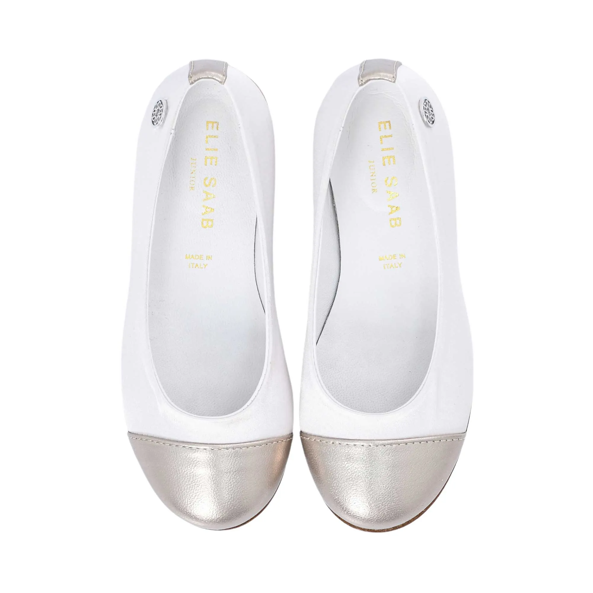 Elie Saab Kids Girl's White & Gold Ballerina