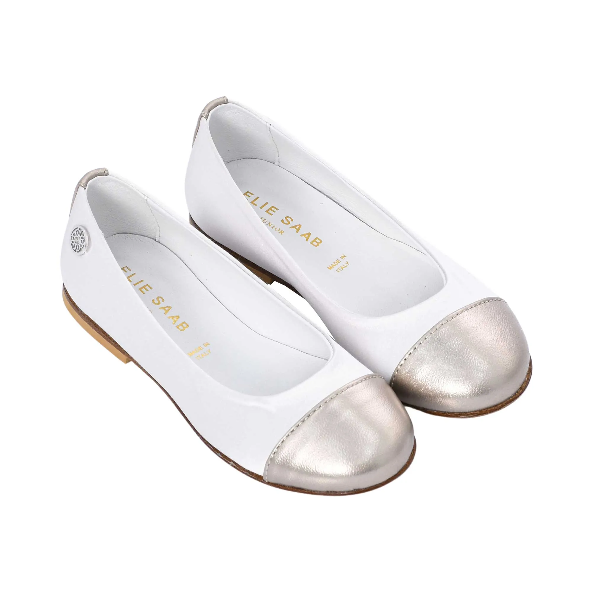 Elie Saab Kids Girl's White & Gold Ballerina