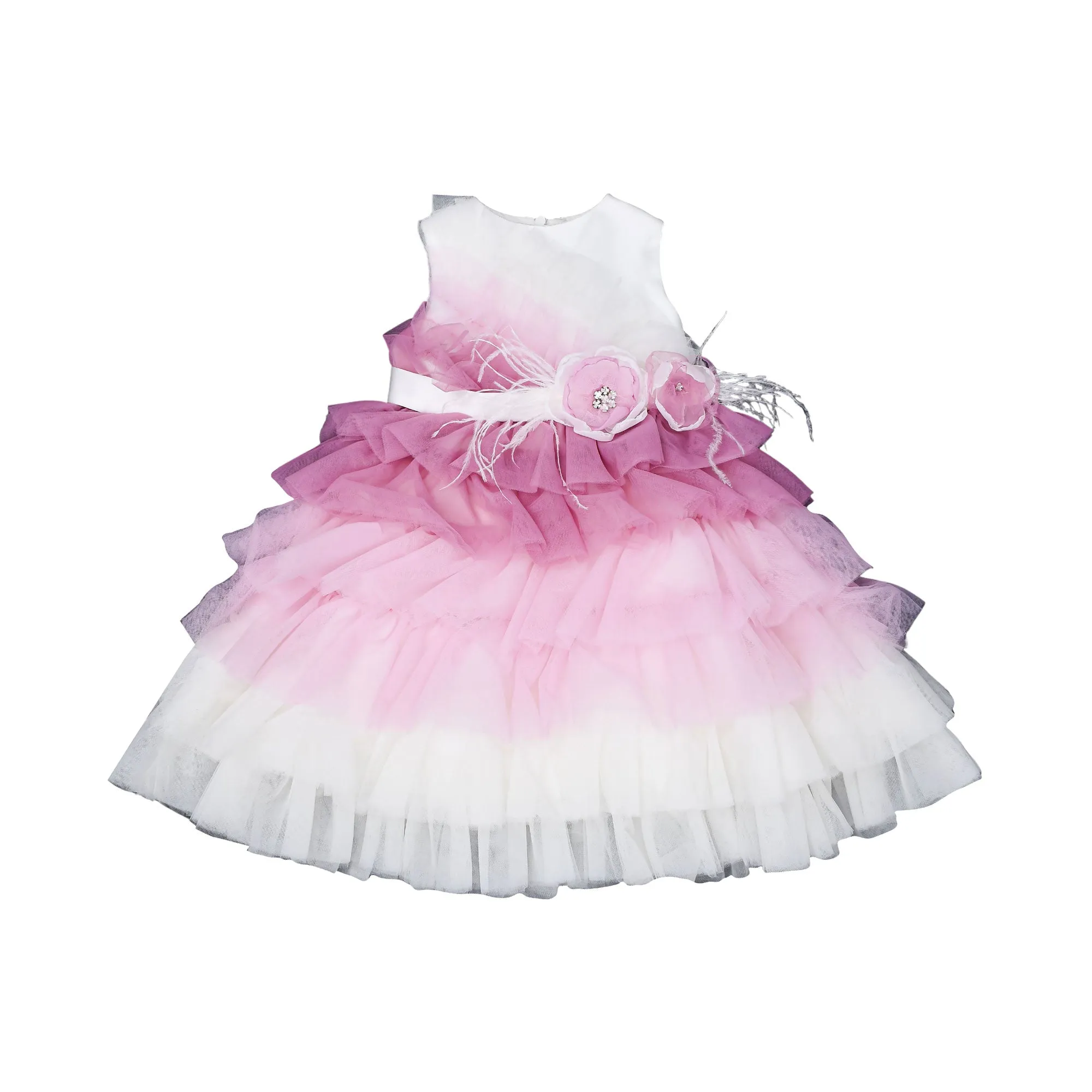 Primi Eventi Kids Girl's Off White Pink Dress