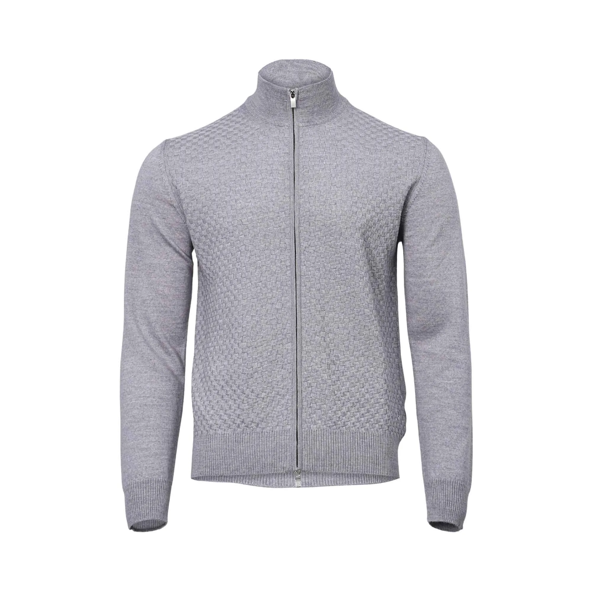 Tombolini Men's Light Grey Zip-Up Knit Sweater